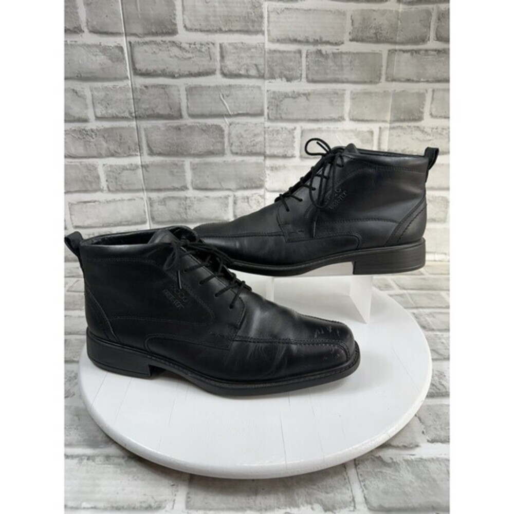 Ecco Gore-Tex Leather Chukka Ankle Boots Lace Up Black Men's EU 45 US 11/11.5